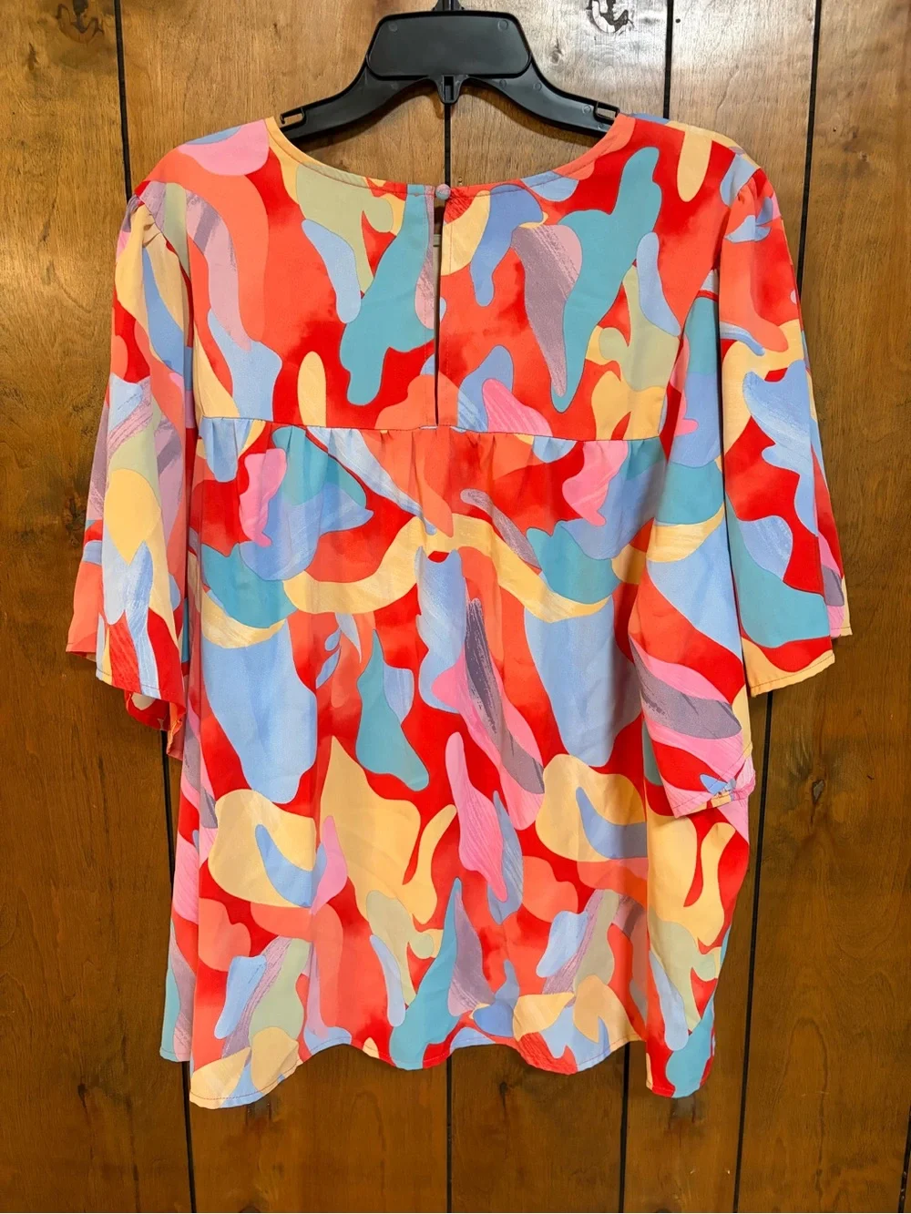 Abstract Multi-Color Flow Tunic Top - Red Multi - Picture 5 of 6